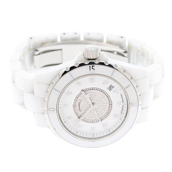 CHANEL J12 H1759 1.5"" White Ceramic Center Diamond 12P Diamond Automatic - Picture 1 of 11